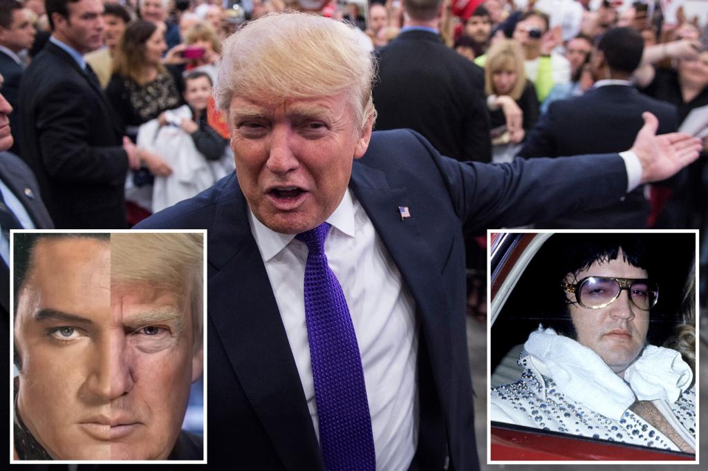 Trump asks followers if they think he looks like Elvis as Biden deems 2024 election the ‘weirdest campaign’