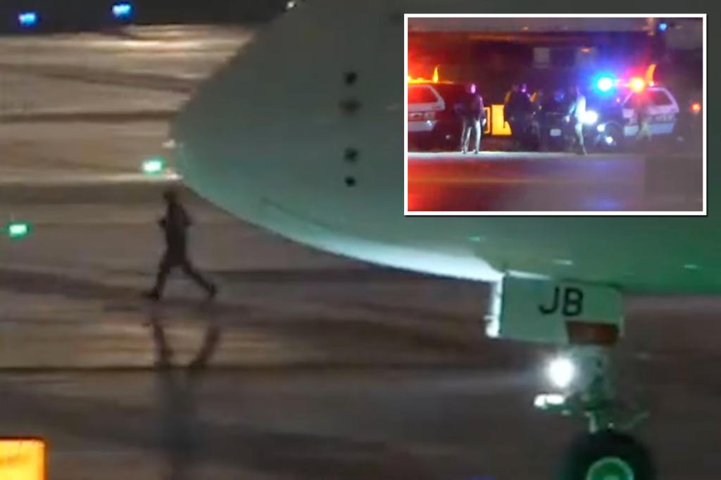 Wild video shows plane passenger believed to be under the influence running across tarmac at LAX after exiting tarmac doors