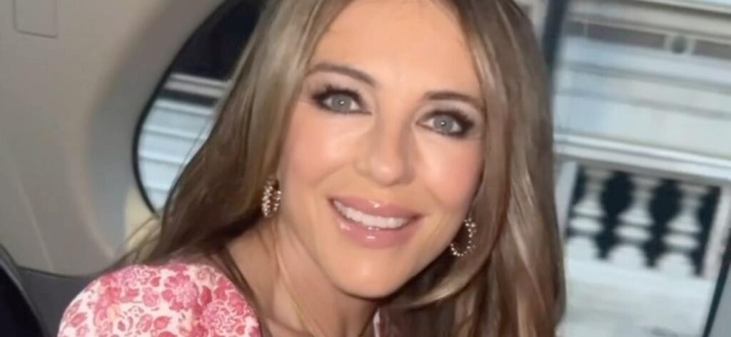 Elizabeth Hurley In Plunging Dress Shares 'Two Treats'