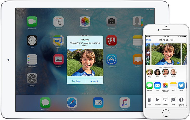 AirDrop cho phép chuyển nội dung giữa các thiết bị iOS với nhau