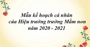 Mẫu kế hoạch cá nhân của Hiệu trưởng