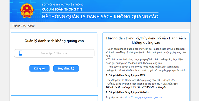 Cách chặn cuộc gọi và tin nhắn rác trên website của Cục An Toàn Thông Tin