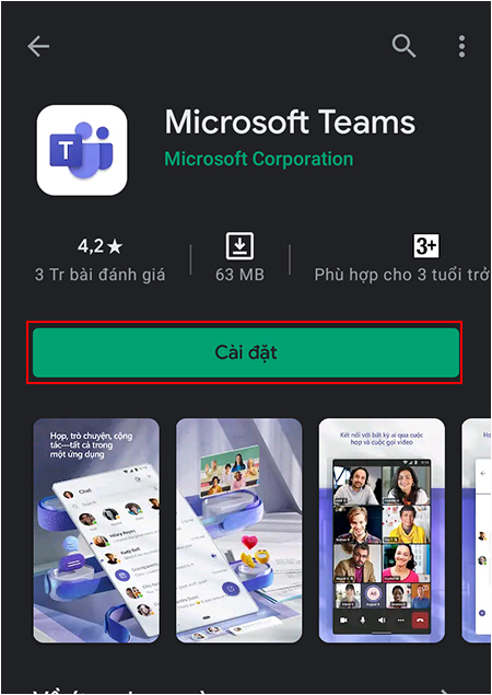 Bạn tải ứng dụng Microsoft Teams về điện thoại