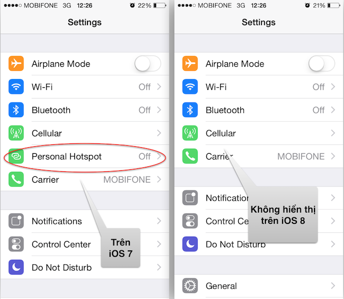 Cách kích hoạt tính năng Personal HotSpot (chia sẻ dữ liệu di động) trên iOS 8