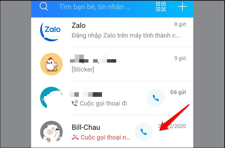 Truy cập vào ứng dụng Zalo, bạn chọn bất kì cuộc đối thoại