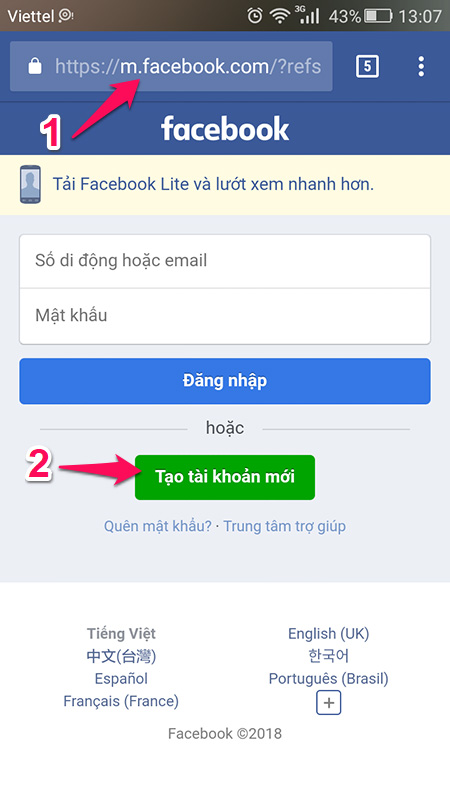 Cách tạo tài khoản Facebook mới an toàn bằng số điện thoại, email