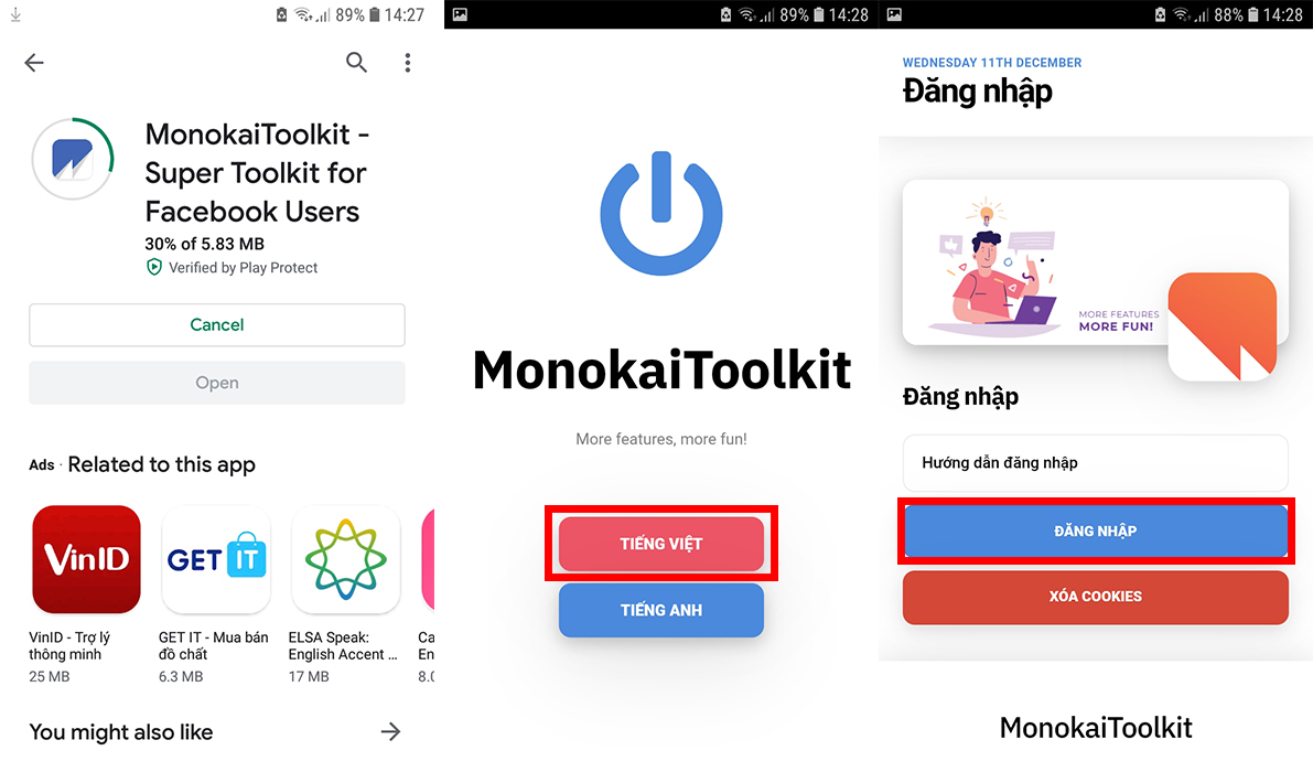 Tải MonokaiToolkit và tiến hành đăng nhập
