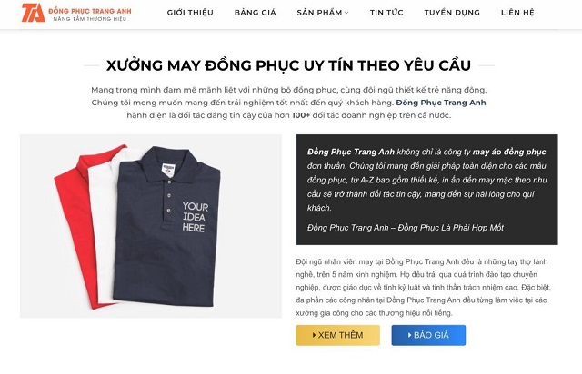 Công ty Invert vừa ra mắt thương hiệu Xưởng May "Đồng Phục Trang Anh" giá sỉ