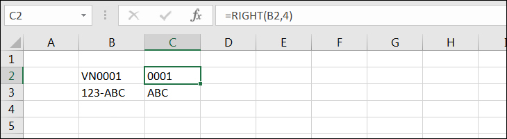 Hàm RIGHT trong Excel: Cách cắt chuỗi bên phải, có ví dụ cụ thể dễ hiểu nhất