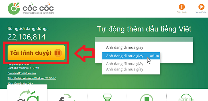 Tải trình duyệt Cốc Cốc về máy tính