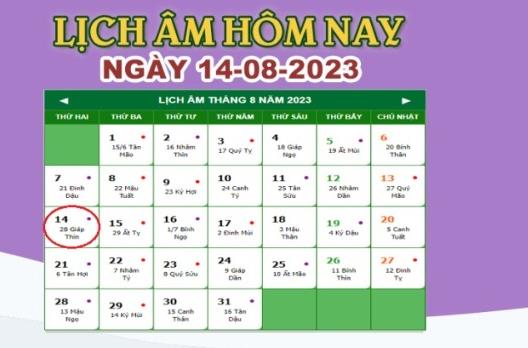 Lịch âm 14/8 – Âm lịch hôm nay ngày 14/8/2023 nhanh và chính xác