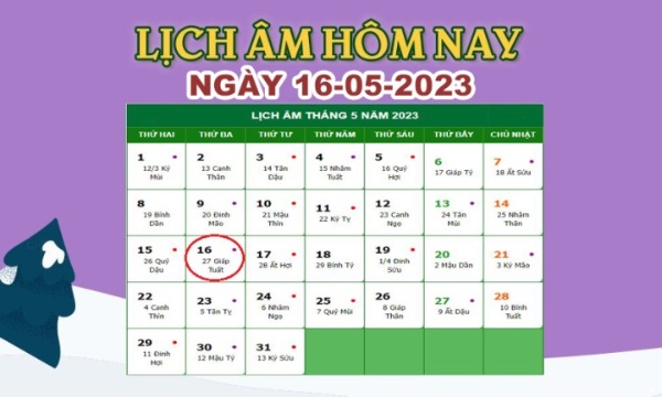 Lịch âm 16/5 – Âm lịch hôm nay 16/5 nhanh và chính xác