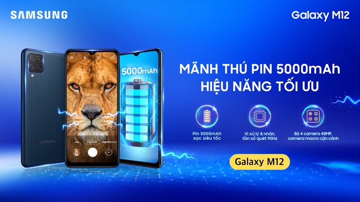 Samsung ra mắt điện thoại “mãnh thú” Galaxy M12: pin 5000mAh, bộ 4 camera đỉnh cao công nghệ