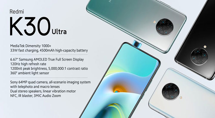 Xiaomi ra mắt Redmi K30 Ultra: Sạc nhanh 33W, màn hình 120Hz, RAM 8G, 4 camera, giá từ 6.7 triệu đồng