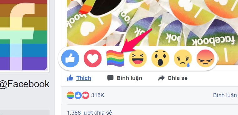 Cách thả biểu tượng cầu vồng trên Facebook nhân tháng LGBT