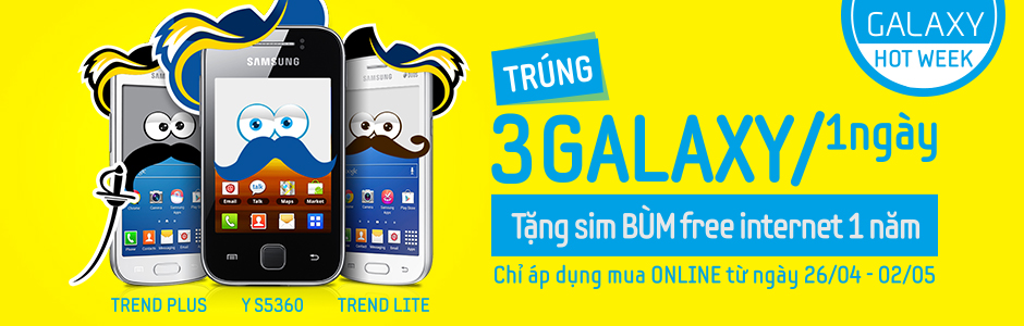Trúng 3 điện thoại Samsung Galaxy mỗi ngày khi mua online Galaxy ngay hôm nay!!!