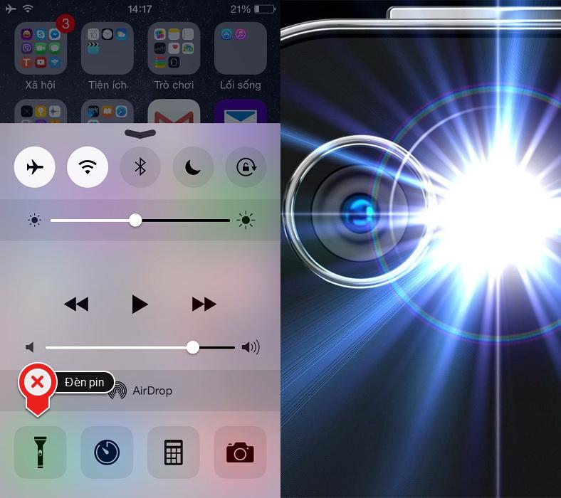 Ứng dụng với đèn flash LED trên iPhone