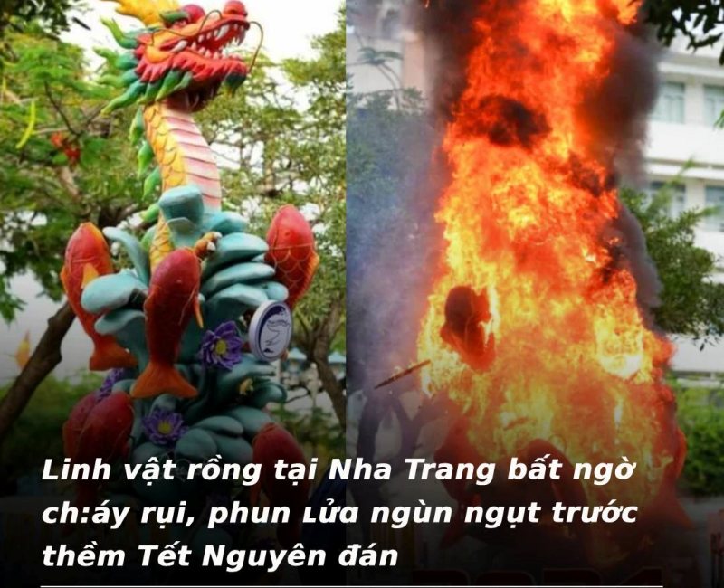 Linh vật Rồng ở Nha Trang bất ngờ "ch.áy rụi", phun lửa "ngùn ngụt" trước thềm Tết Nguyên đán 2024
